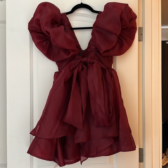 NWT Aje Greta Tie Dress (AUS 10/US 6) Burgundy - Picture 7 of 9